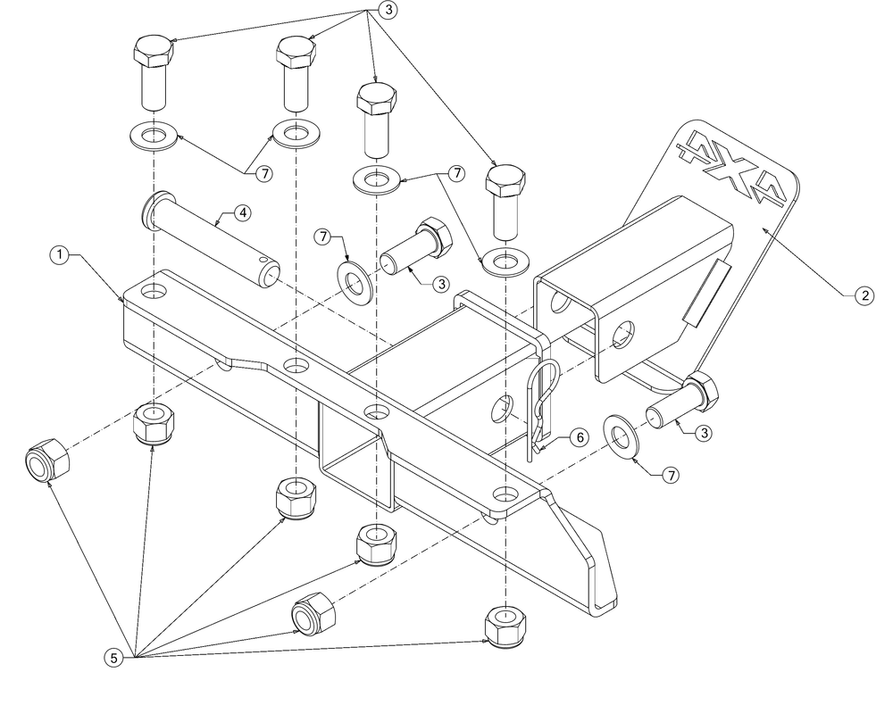 Hitch Diagram and Parts List for WTCAB747EFI (37AM48FM010)(2016) Cub Cadet Lawn Tractor Accessories